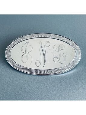 1967 Initial Monogrammed Sterling Silver Oval LAMODE Brooch POCOMOKE CLO…